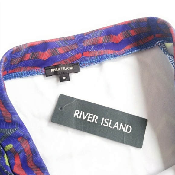 new ASOS River Island Skirt Blue Print Plus Size - Picture 4 of 6